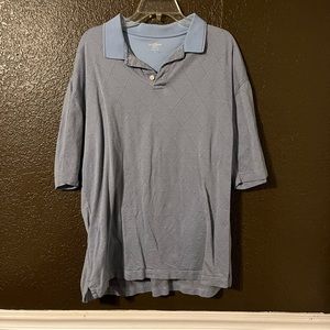 Blue Argyle Dockers Golf Short Sleeve Collared Shirt, Size Large